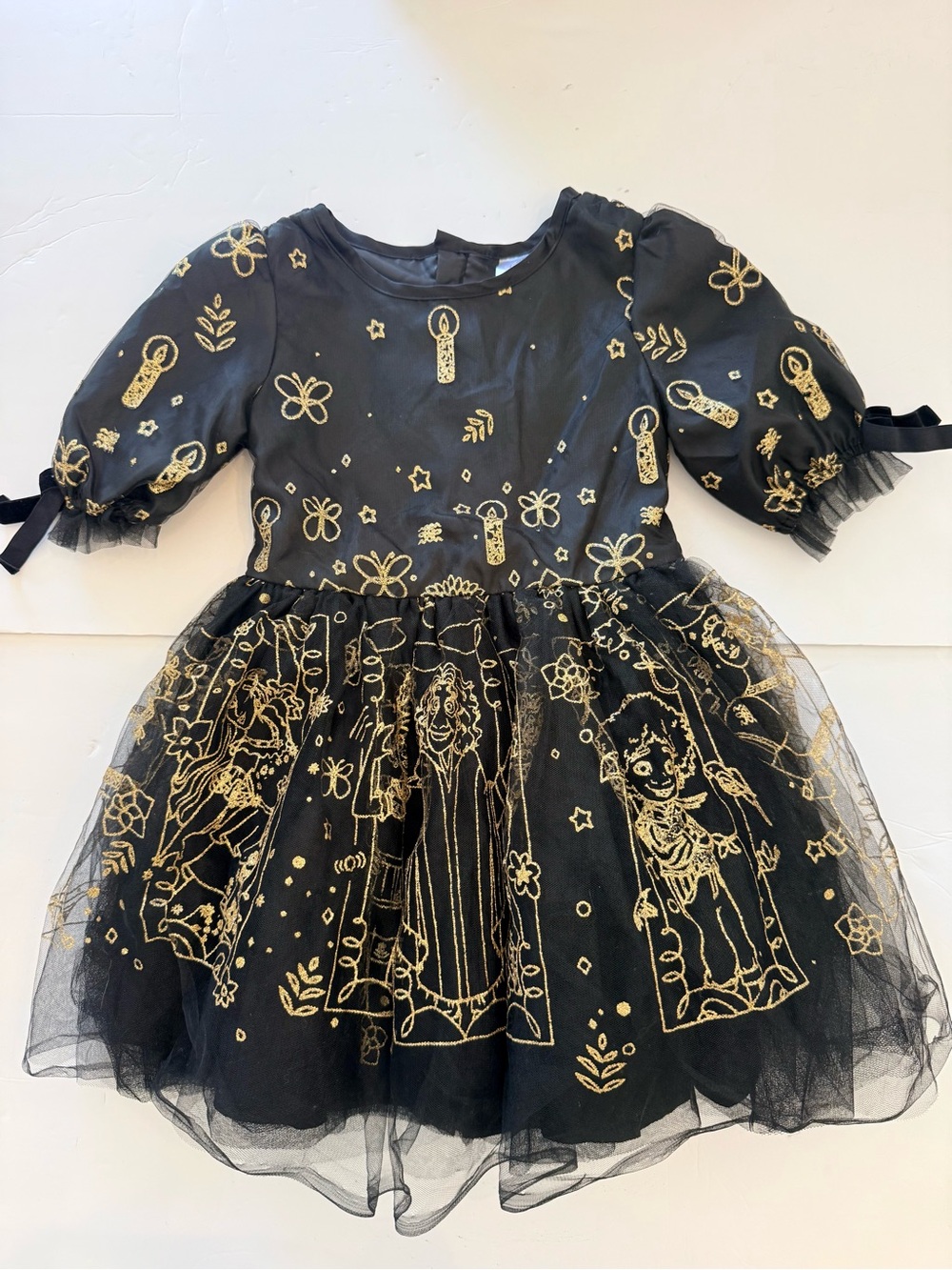 Disney Parks Encanto Black Tulle Gold Glitter Party Dress Sz 5/6